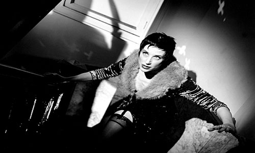 noir woman in dutch angle
