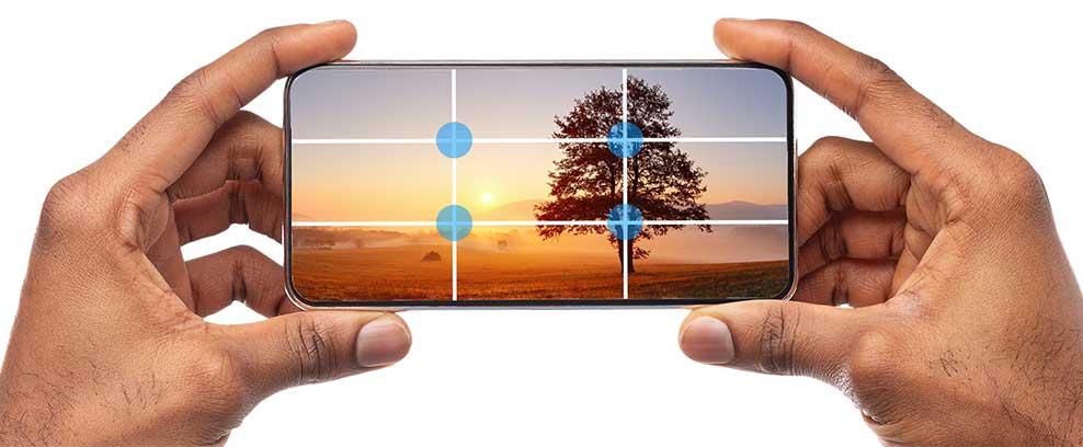 Rule of thirds grid on a phone
